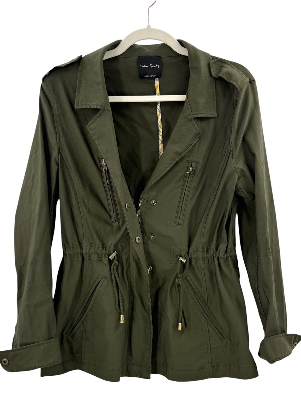 Eden Society Olive Green Utility Jacket Drawstring Waist Medium